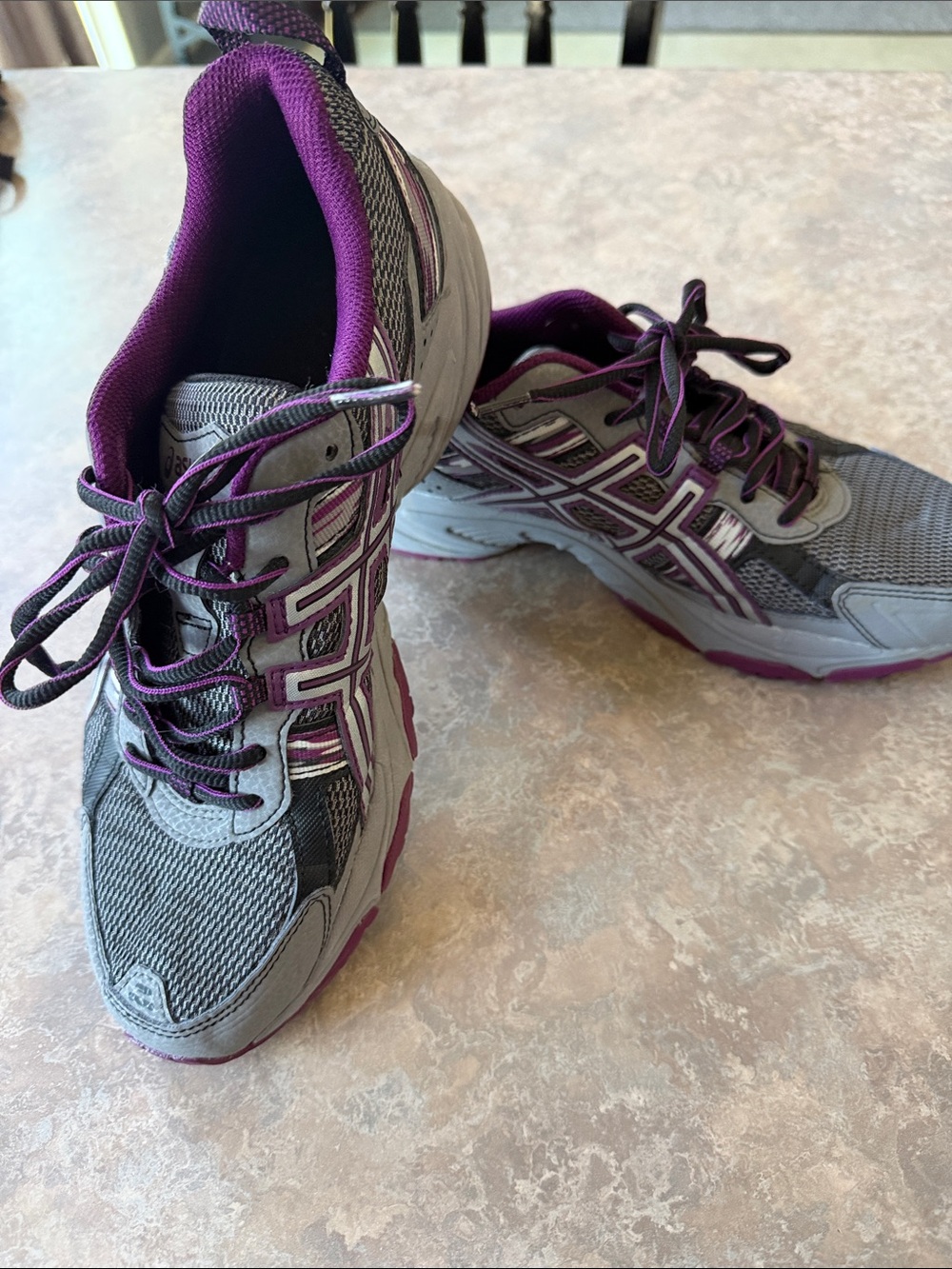 ASICS  Women's Gray & Purple Running Sneakers